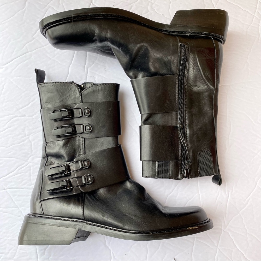 Donald J Pliner Double Buckle/ Hardware Combat Rock Moto  Boots